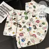 Pijama a cuadros amarillo y blanco con encaje azul para mujer, hecho de algodón nube, corte holgado, talla grande, con botones rojos, cuello de solapa, mangas largas y pantalones largos, conjunto de ropa para el hogar