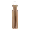 Vestido Sexy de Estilo Europeo y Americano para Resort con Cuello Halter Falda Larga para Mujer en Otoño con Cintura Plisada Aspecto Adelgazante Vestido de Tubo