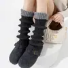 Calcetines Gruesos de Pantorrilla para Mujer Otoño e Invierno, Calentadores de Pierna Largos de Lana Tejida Resistentes y Cálidos con Bloques de Color