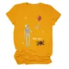 Camiseta feminina independente da Amazon, da moda, única e divertida, com caveira "well shit", balão, rosa, gola redonda e manga curta