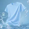 Camiseta Casual de Fitness de Manga Corta de Seda de Hielo Transfronteriza 2026 Verano, Secado Rápido, Transpirable, Corte Holgado, Top Deportivo Delgado para Hombre