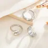 Conjunto de Anillos Abiertos Metálicos Plegados Estilo Ins Hip-Hop Transfronterizo Europeo y Americano, Anillo de Abrazo Sencillo Liso de Gota de Agua para Mujer