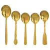 Colher Redonda de Aço Inoxidável Estilo Europeu Estilo Concha Colher para Comer em Casa Restaurante Colher Leve Colher de Sobremesa Girassol