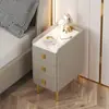 Mesa de noche inteligente para dormitorio de madera maciza de lujo ligero, uso doméstico moderno, gabinete de almacenamiento de mesita de noche ultraestrecho, pequeño, minimalista, estilo italiano