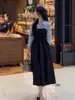 Camisa Falsa de Dos Piezas para Mujer Nueva Primavera 2024 Vestido Negro para Mujer Vestido Largo de Otoño e Invierno
