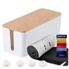 Caixa de Fios Criativa Simples para Mesa com Tampa de Madeira de Bambu Caixa de Fios Placa de Patch Caixa de Armazenamento Caixa de Armazenamento para Fios e Carregadores