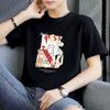Camiseta Masculina de Manga Curta com Estampa de Desenho Animado de Marca da Moda, Estilo de Rua Ins, Solta Casual para Casal Algodão Puro Manga Curta Estilo Hong Kong