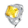 Pendientes y anillo con colgante de Caibao de diamantes rectangulares en vivo con voz vibrante, conjunto de joyas de cristal con diamantes cuadrados rosas y amarillos muy vendido
