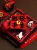 Caja de Regalo Mooncake Cuadrícula Roja de Nueve Cuadros Caja Transparente de Empaque para Regalo Caja de Cuadrícula de Nueve Cuadros Pastel Chino Caja Vacía