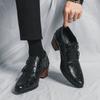 Nuevas botas de hombre de talla grande con tacón alto y puntiagudas que aumentan la altura, zapatos de boda a la moda, zapatos ajustados sin cordones, zapatos de cuero transparente