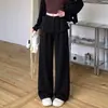 Pantalones grises de imitación de dos piezas de pierna ancha con detalle de lazo, pantalones casuales rectos finos de verano 2026 para mujer, cintura alta, adelgazantes
