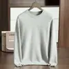 Suéter de Cashmere Espesso de Dupla Camada para Homens, Gola Redonda Pulôver, Tricô de Cor Sólida, Suéter Camada Base, Cashmere Amigo da Pele