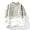 Venda quente transfronteiriça vendas diretas da fábrica outono e inverno roupas casuais suéter base moda letras cor contrastante suéter de gola redonda