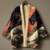 Novo Modelo Transfronteiriço para Plataformas Independentes de 2026: Cardigan Kimono Ukiyo-e Vintage Temu Manto Roupa Casual Taoísta Masculina