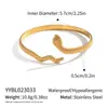Pulseira Aberta Europeia e Americana Transfronteiriça Moderna em Formato de Cobra para Mulheres, Aço Inoxidável Galvanizado com Ouro 18K, Versátil e Fashion, Não Desbota