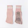 Calcetines de Yoga de Cinco Dedos Calcetines Deportivos Profesionales para Mujer con Gel Antideslizante Calcetines de Media Pantorrilla para Correr Senderismo Calcetines de Algodón Transpirables que Absorben el Sudor