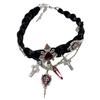 Collar Colgante de Calavera Corazón Hip-Hop de Moda para Mujer, Cadena de Clavícula Elegante y Única