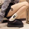 Sapatos de Neve de Algodão Amanuo2025 Inverno Forrados com Lã Quentes Confortáveis de Solado Grosso com Bico Redondo para Mulheres, Antiderrapantes e Resistentes ao Desgaste