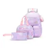 Mochila escolar para meninas, conjunto de três peças, mochila infantil para meninas do 1º ao 6º ano, grande capacidade, leve, à prova d'água