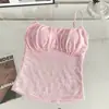 Nuevo Top Camisola con Sentido del Diseño y Almohadillas en el Pecho para Mujer Estilo Verano Pura Deseo Plisado Ajustado Sin Mangas Encaje