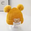 Gorro de lana tejido para niños coreanos, caricatura linda, invierno, para niños y niñas, gorro de invierno para bebé, gorro cálido con protección para las orejas