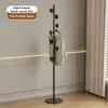 Cabideiro de Chão em Ferro com Base em Pedra Sinterizada de Luxo Leve, Design Minimalista para Hall de Entrada