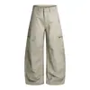 Pantalones de Trabajo Lavados Estilo Retro Americano JIAMU con Hoja Curva para Hombres y Mujeres Holgados Bolsillos con Cremallera Pliegues Streetwear Sueltos Versátiles