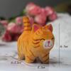 Lindos adornos de gato de madera tallados a mano, pequeños animales tallados en madera, regalo creativo, artesanía decorativa de escritorio