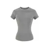 Top de Manga Corta con Cuello Redondo, Estilo Americano Lulu Similar, para Fitness, Camiseta de Verano Suave tipo Niebla, Súper Elástico, Súper Suave, Top Camiseta que Ceñe la Cintura