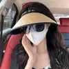 Chapéu de Sol com Proteção Solar Feminino Novo Verão 2025 Chapéu Feminino Quente Aba Larga Moda Tendência Cobertura Facial Solar Chapéu Top Vazio