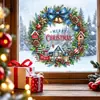 Corona de Navidad transfronteriza, decoración del hogar, decoraciones para ventanas y puertas de vidrio, ambiente festivo, adhesivo electrostático, pegatinas de Navidad de PVC para ventanas con "Merry Christmas" en inglés