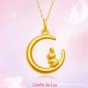 2022 Nova Colar Pingente Coelho Lunar Blindado Ouro Guofeng Bronze Coelho de Jade com Lua Corrente Clavícula Feminino Joia Artística