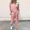 Ropa Cruzada Europea y Americana Nueva Otoño e Invierno 2021 Estilo Caliente de Amazon Traje Casual de Color Sólido Holgado de Manga Larga