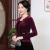 Camiseta Nueva de Otoño de Chen Miaoyan para Mujer Talla Grande Top de Madre Look Adelgazante Cubre Vientre Camisa de Manga Larga Venta al por Mayor