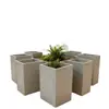 Floreira Quadrada de Fibra de Vidro Cinza Fosco, Vaso Combinado para Flores de Atrium de Shopping, Vaso de Plantação de Chão para Exterior, Feito Sob Medida
