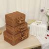 Caja de Picnic Tejida de Ratán, Organizador de Equipaje de Almacenamiento Retro, Caja de Dulces para Boda, Caja para Llevar Souvenirs, Portátil