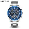 Reloj MEGIR para hombre, nuevo, multifuncional, con tres esferas y seis agujas, luminoso, resistente al agua, para negocios, venta al por mayor