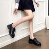 Weiwei Girl 193-11 Zapatos pequeños de cuero con suela gruesa para mujer, mocasines negros con cordones y cabeza redonda, zapatos individuales de tacón grueso y suela suave para mujer