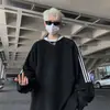 Sudadera con capucha de peso pesado, estilo Hong Kong moderno y de moda, con tres rayas, para otoño e invierno, cálida y con forro polar, sudadera retro a rayas elegante para hombre