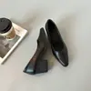Zapatos Mary Jane de Cuero Suave Estilo Retro Francés para Mujer con Tacón Grueso Elegantes Zapatos de Vestir para el Trabajo Punta Fina Slip-on Zapatos de Tacón Alto para Mujer
