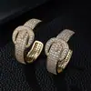 2026 Nuevo Estilo Lujo Ligero Hebilla de Cinturón con Incrustaciones de Circonita Pendientes de Aguja de Plata S925 para Mujer Pendientes de Moda de Gama Alta Venta al por Mayor