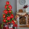 Luces de Cadena Rojas Navideñas del Fabricante, Luces de Cadena Decorativas para Árbol de Navidad, Luces Led Navideñas de Cono de Pino, Frutos Rojos, Hojas