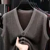 Chaleco cárdigan de punto grueso con forro de polar para hombre, para hombres de mediana edad y mayores, popular camisa base de primavera y otoño