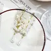 Pendientes Super Hada Flor Francesa Borla Pétalo Perla Diseño Nicho Enredadera Flor de Cerezo Borla Larga Elegante Joyería para Orejas