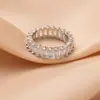 Anel de Strass Estilo Europeu e Americano Transfronteiriço Sentido de Alta Qualidade Edição Larga Anel de Pedras Brilhantes para Homens e Mulheres Moda de Luxo Leve Ornamentos de Mão Personalizados
