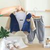 Sudadera con capucha de mezclilla tejida informal nueva para niños Primavera y Otoño Ropa de Otoño Conjunto de Dos Piezas de Moda para Niños y Niñas de un Año