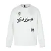 Camiseta Masculina de Verão Gola Redonda Manga Longa Listrada Vertical Secagem Rápida Esportiva Solta Casual Moda de Rua Estampa de Letras