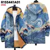 Chaqueta de Nuevo Estilo Transfronteriza con Elementos de Patrón Multicolor, Cárdigan con Capucha y Cremallera 65, Abrigo de Algodón Polar Espeso de Invierno con Forro Amarillo