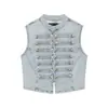Artículo Caliente Transfronterizo de AliExpress 2026 Primavera Nuevo Color Sólido Sin Mangas Cuello Alto Botón Chaleco de Mezclilla 8727260