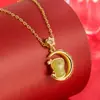 Colar de Jade Hetian Dragão Fofo para Mulheres Design de Alta Qualidade Estrela e Lua Estilo Chinês Estilo Palaciano Dragão do Zodíaco Ano do Dragão Corrente para Clavícula